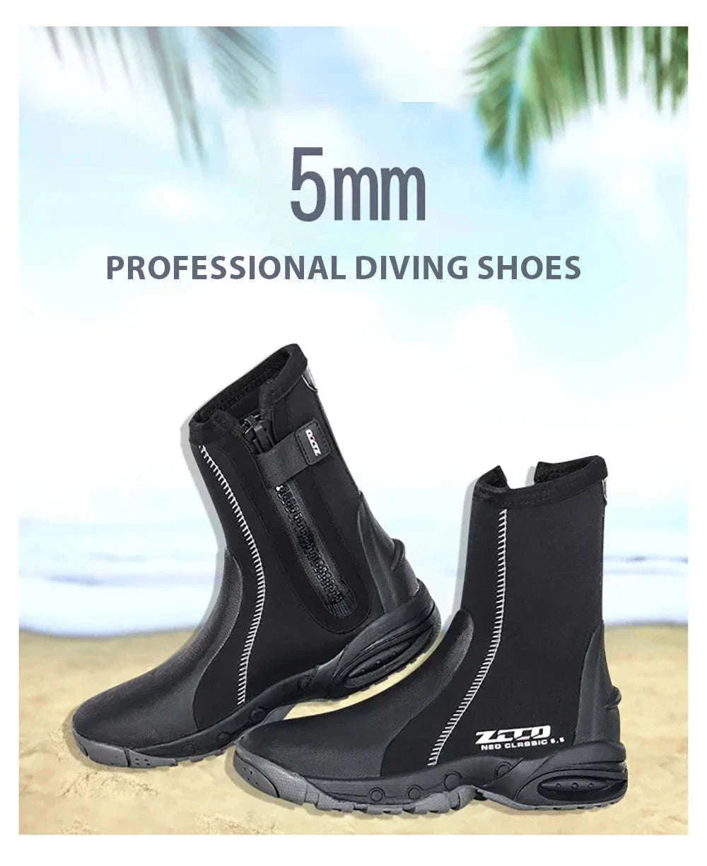 5mm Neoprene Dive Boots with Side Zipper for Water Protection-8(39-40) / BB51
