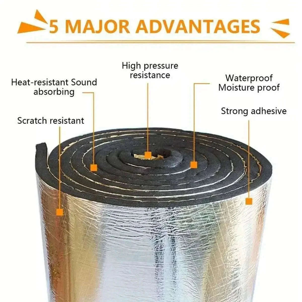 5mm Self-Adhesive Car Soundproofing Mat Heat Insulation Roll-2000x500x5mm