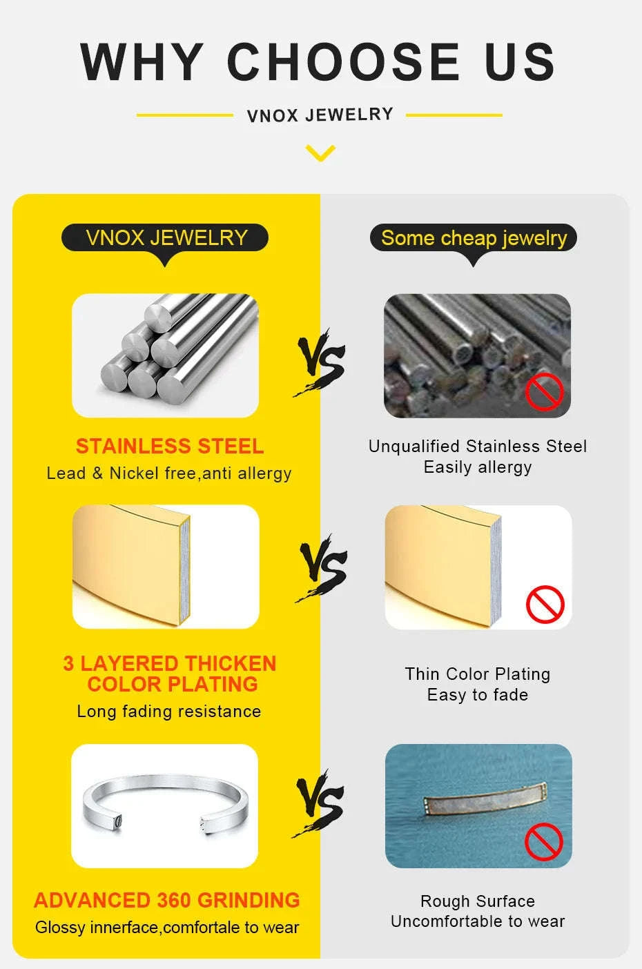 5mm Stainless Steel Pillar Necklace for Men & Women-Black