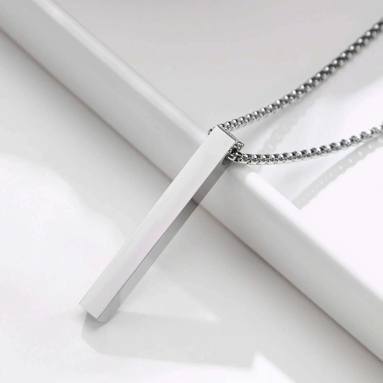 5mm Stainless Steel Pillar Necklace for Men & Women-Black