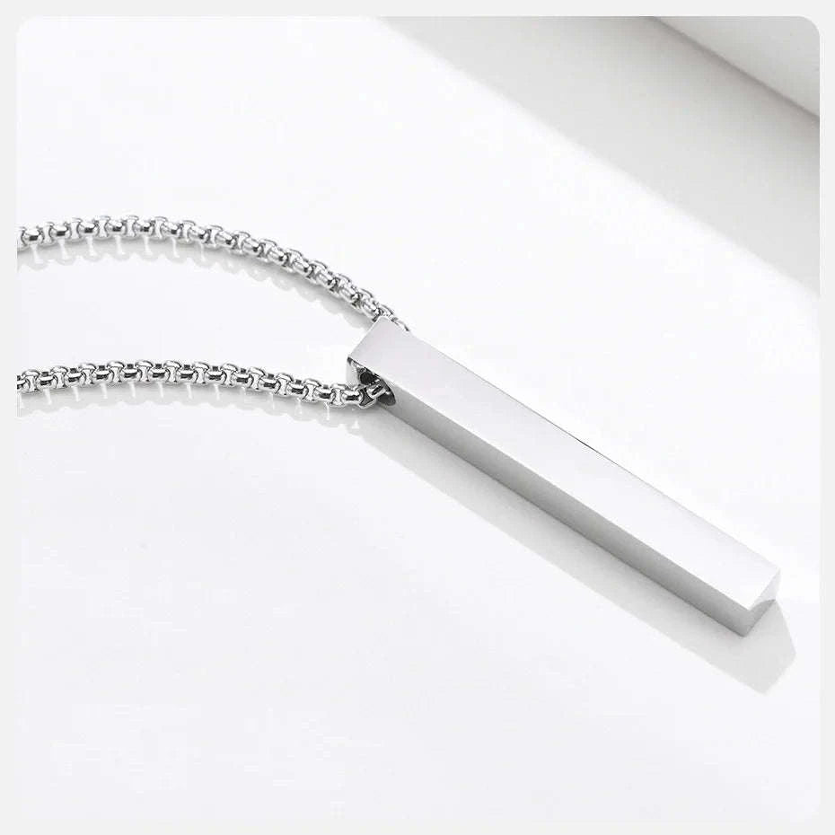 5mm Stainless Steel Pillar Necklace for Men & Women-Black