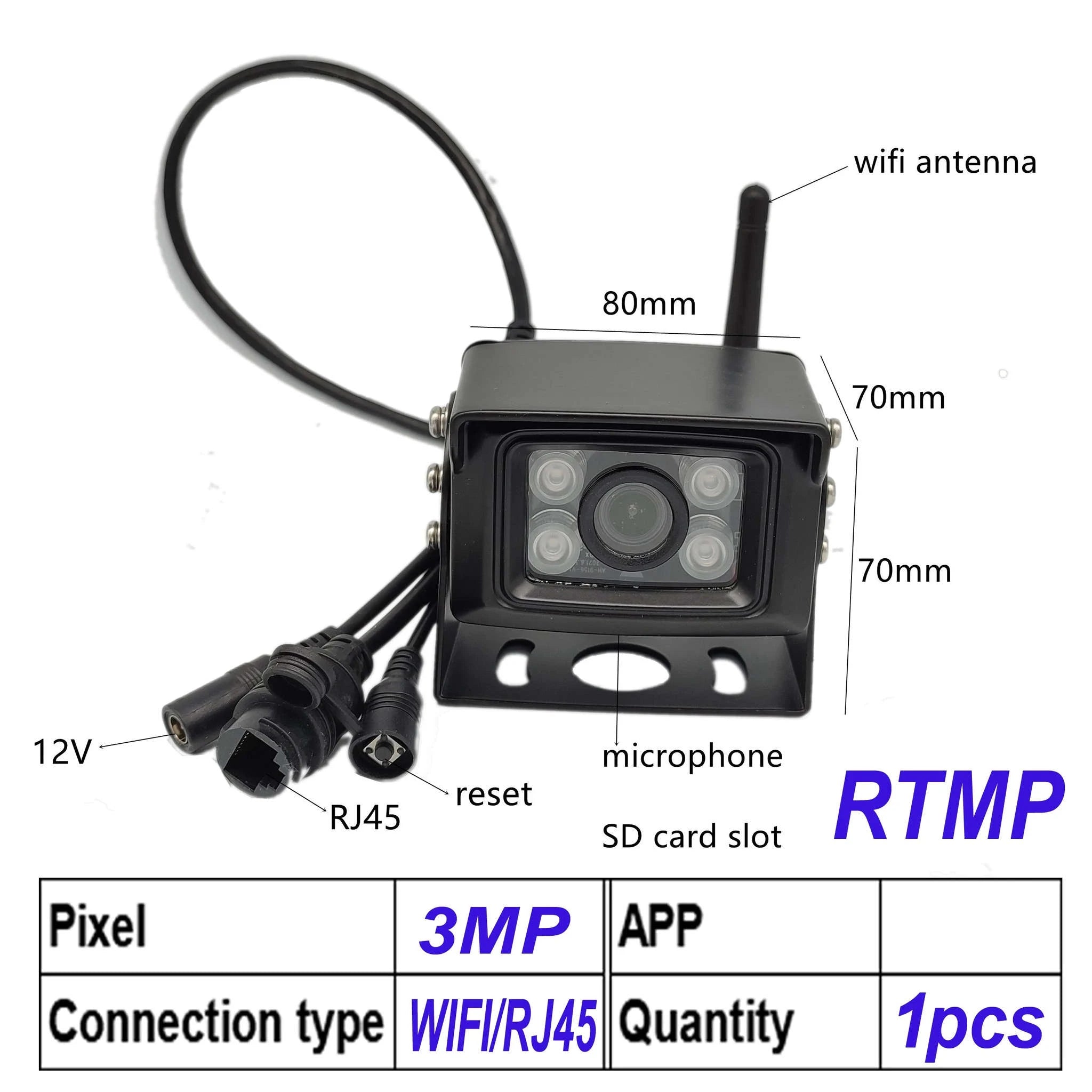 5MP 25fps WiFi IP Camera with RTMP and Night Monitoring-5MP wifi 25 frames / 3.6mm