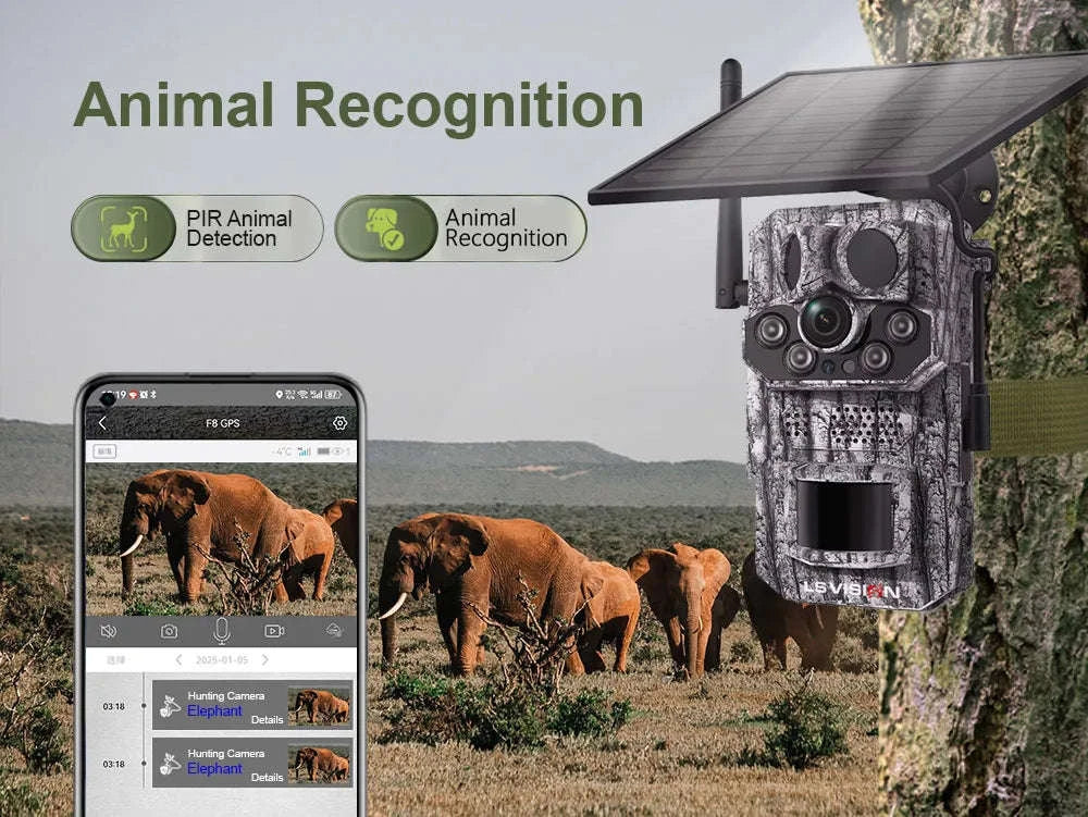 5MP 4G Solar Trail Camera with GPS, 3 PIR Sensors, 125° Detection, 0.2s Trigger, 940nm IR, IP66 Waterproof-2PCS / Poland