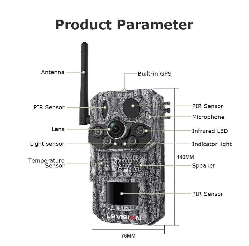 5MP 4G Solar Trail Camera with GPS, 3 PIR Sensors, 125° Detection, 0.2s Trigger, 940nm IR, IP66 Waterproof-2PCS / Poland
