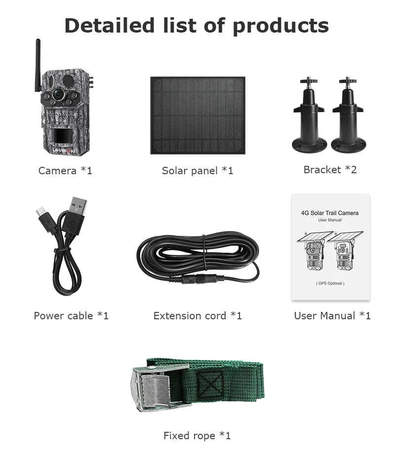5MP 4G Solar Trail Camera with GPS, 3 PIR Sensors, 125° Detection, 0.2s Trigger, 940nm IR, IP66 Waterproof-2PCS / Poland