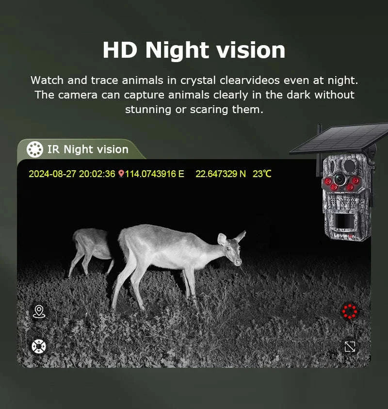 5MP 4G Solar Trail Camera with GPS, 3 PIR Sensors, 125° Detection, 0.2s Trigger, 940nm IR, IP66 Waterproof-2PCS / Poland