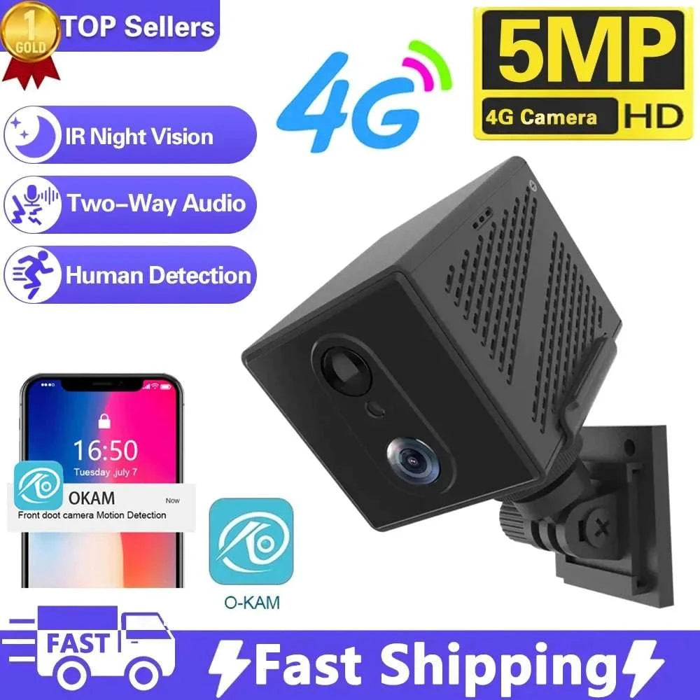 5MP Mini Security Camera with 4G/WiFi, Night Vision & Motion Detection-WiFi  Add 64G Card