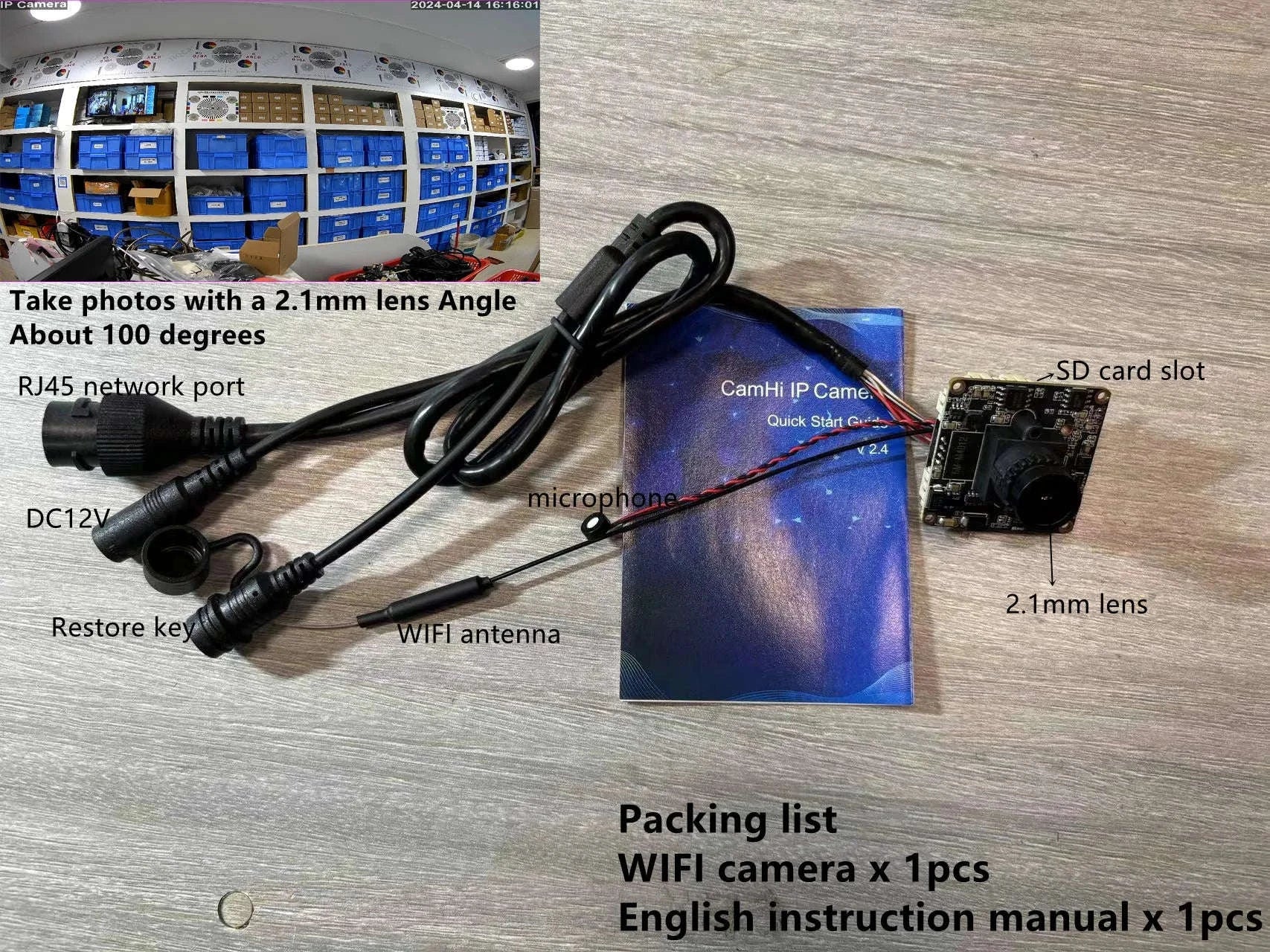 5MP Mini Wireless IP Camera Module with SD Slot-2MP and C