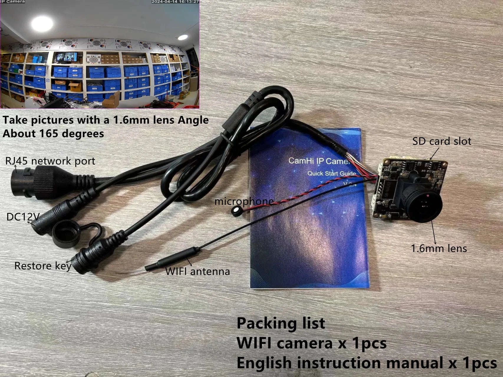 5MP Mini Wireless IP Camera Module with SD Slot-2MP and C