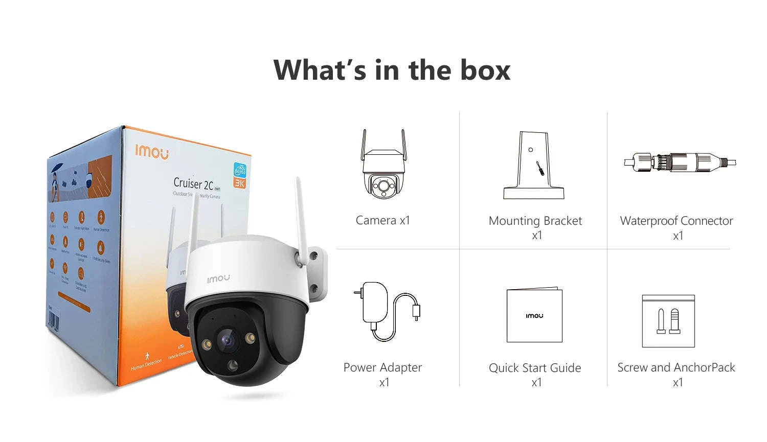 5MP Outdoor Security Camera System (2 Pack) with AI Tracking & Night Vision-2PCS Cruiser 2C 5mp / US Plug / 3.6mm|China Mainland