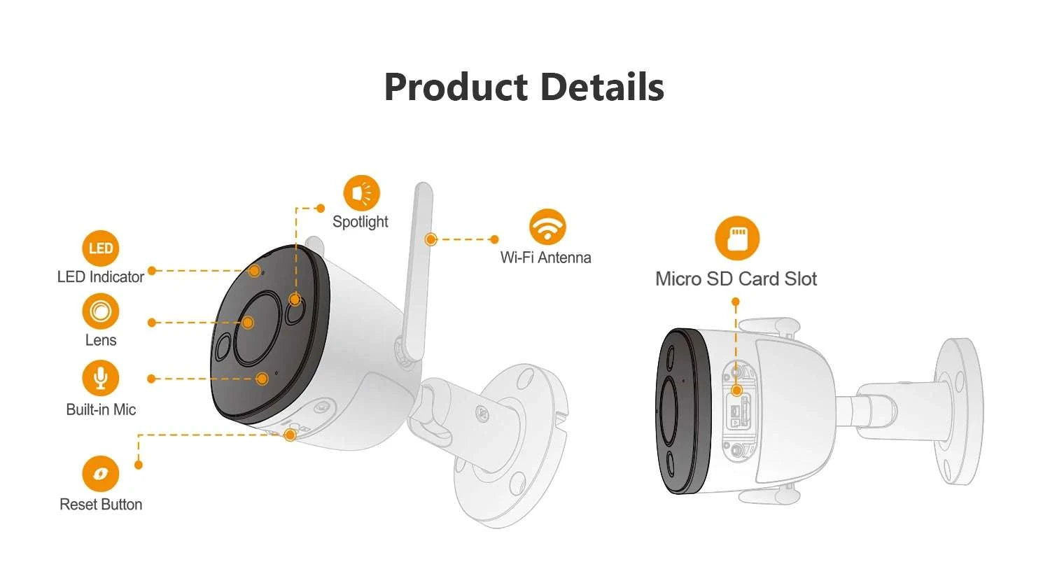 5MP Outdoor WiFi Security Camera with Spotlight & Human Detection-Bullet 2E 5MP / EU Plug / 3.6mm