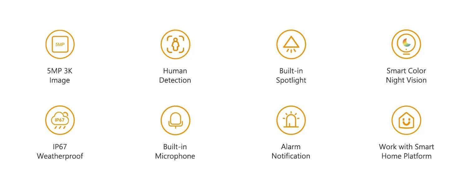5MP Outdoor WiFi Security Camera with Spotlight & Human Detection-Bullet 2E 5MP / EU Plug / 3.6mm