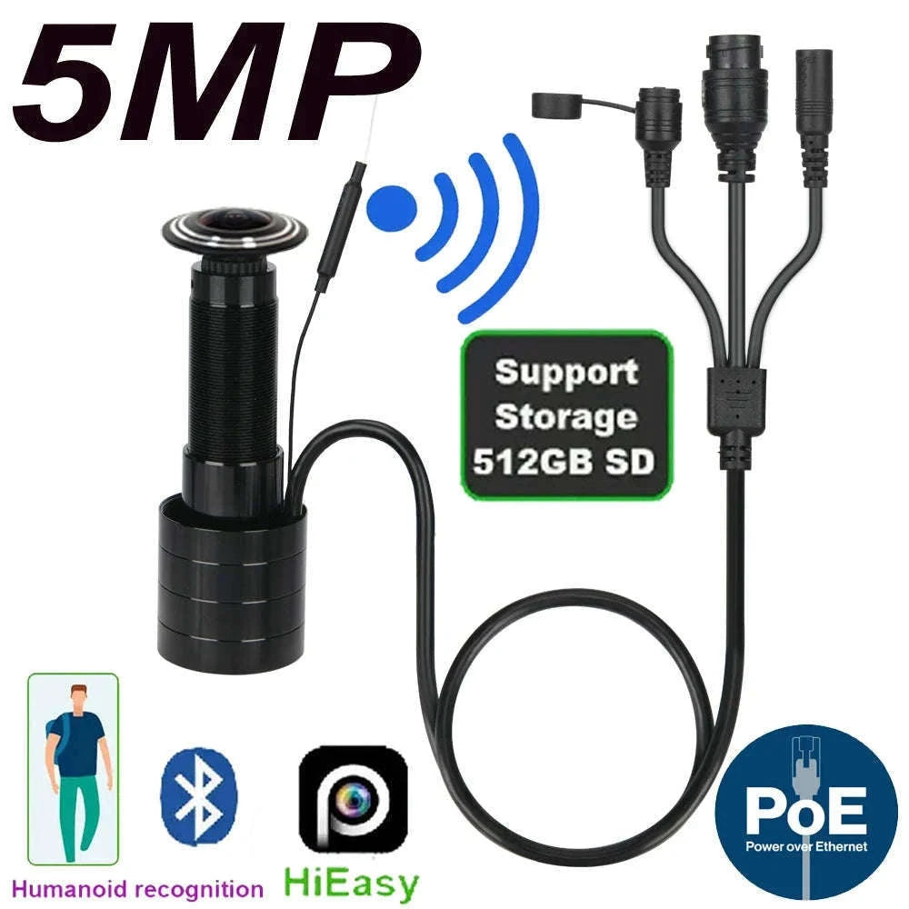 5MP Peephole IP Camera with Motion Detection and Alarm-wifi POE version