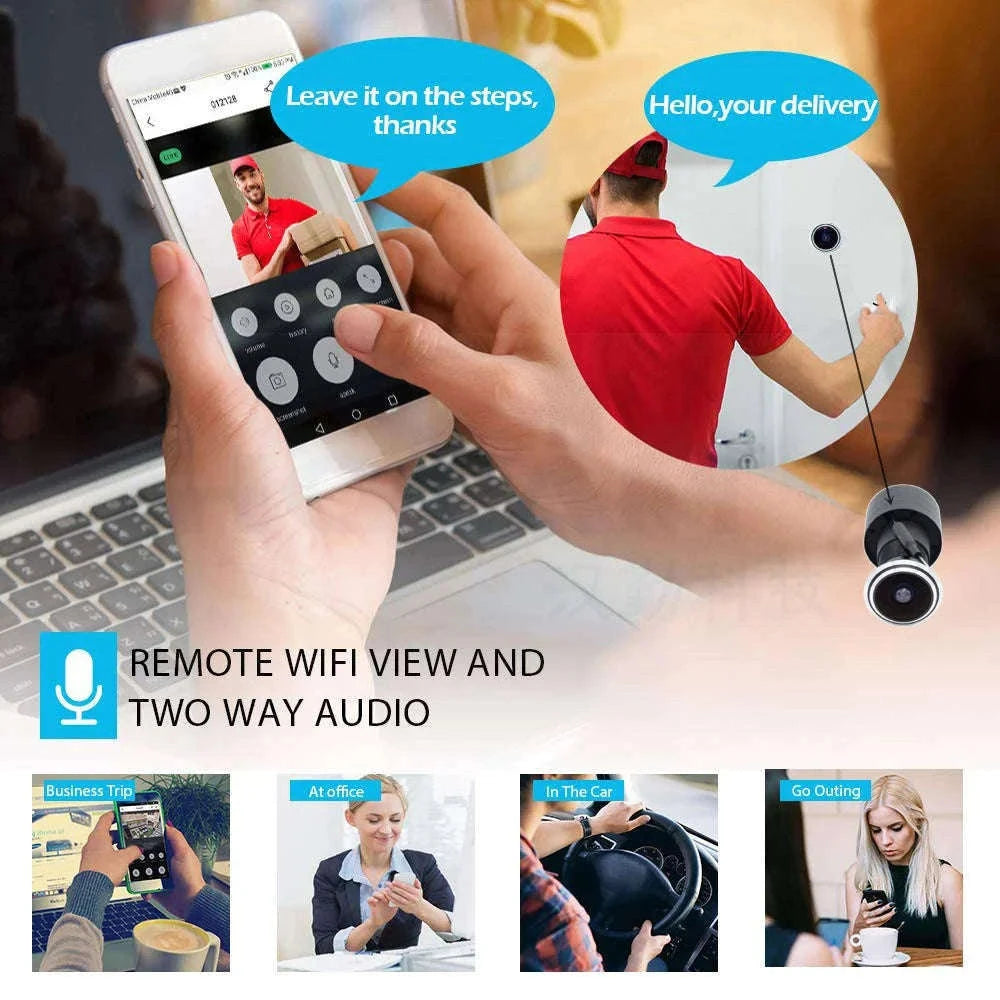 5MP Peephole IP Camera with Motion Detection and Alarm-wifi POE version