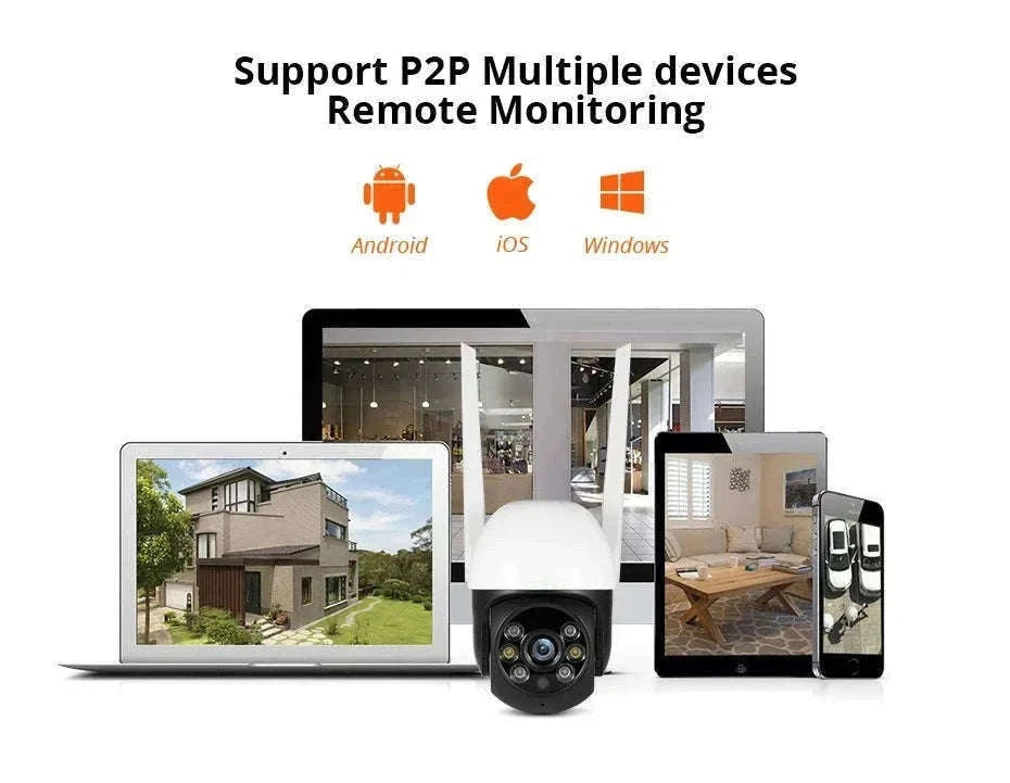 5MP PTZ WiFi Outdoor Security Camera with Auto Tracking & Night Vision-5MP and 32GB Card / EU Plug