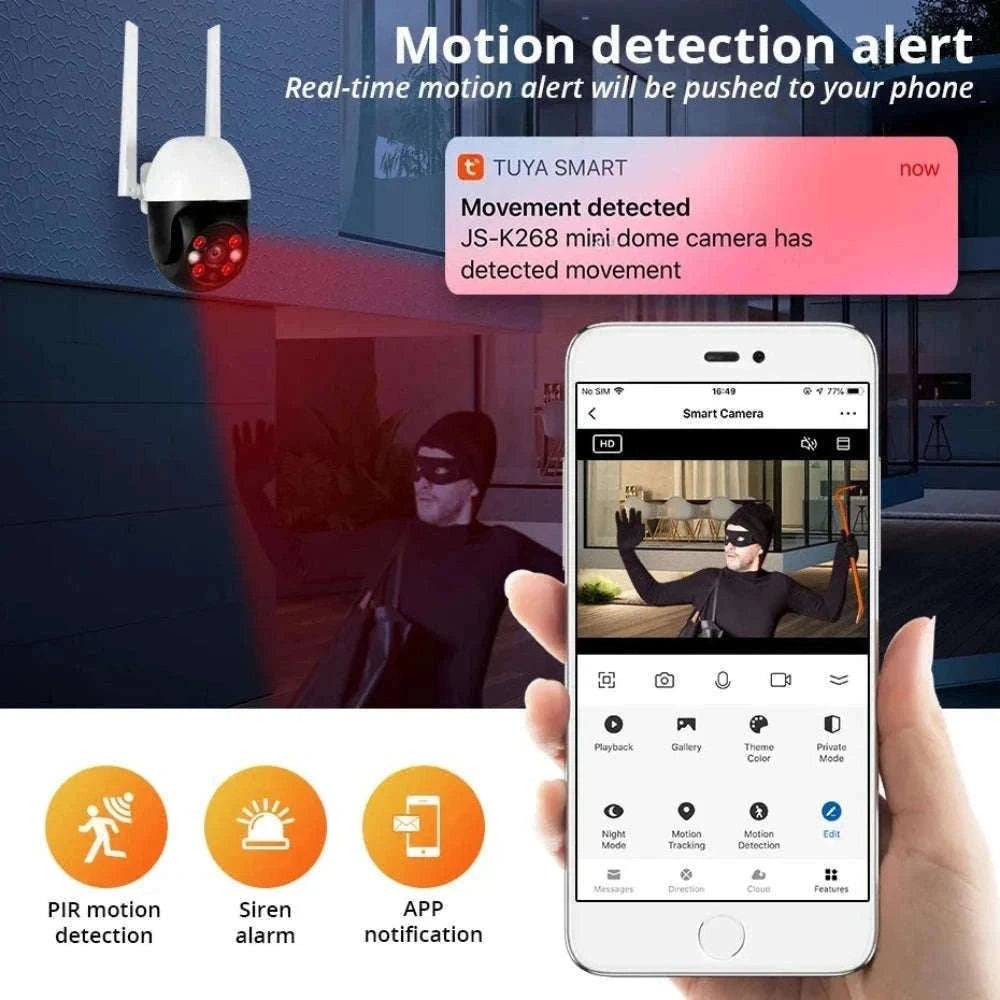 5MP PTZ WiFi Outdoor Security Camera with Auto Tracking & Night Vision-5MP and 32GB Card / EU Plug