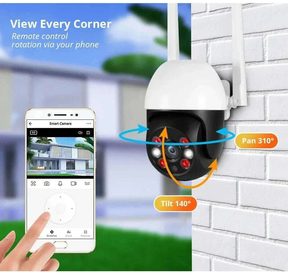 5MP PTZ WiFi Outdoor Security Camera with Auto Tracking & Night Vision-5MP and 32GB Card / EU Plug