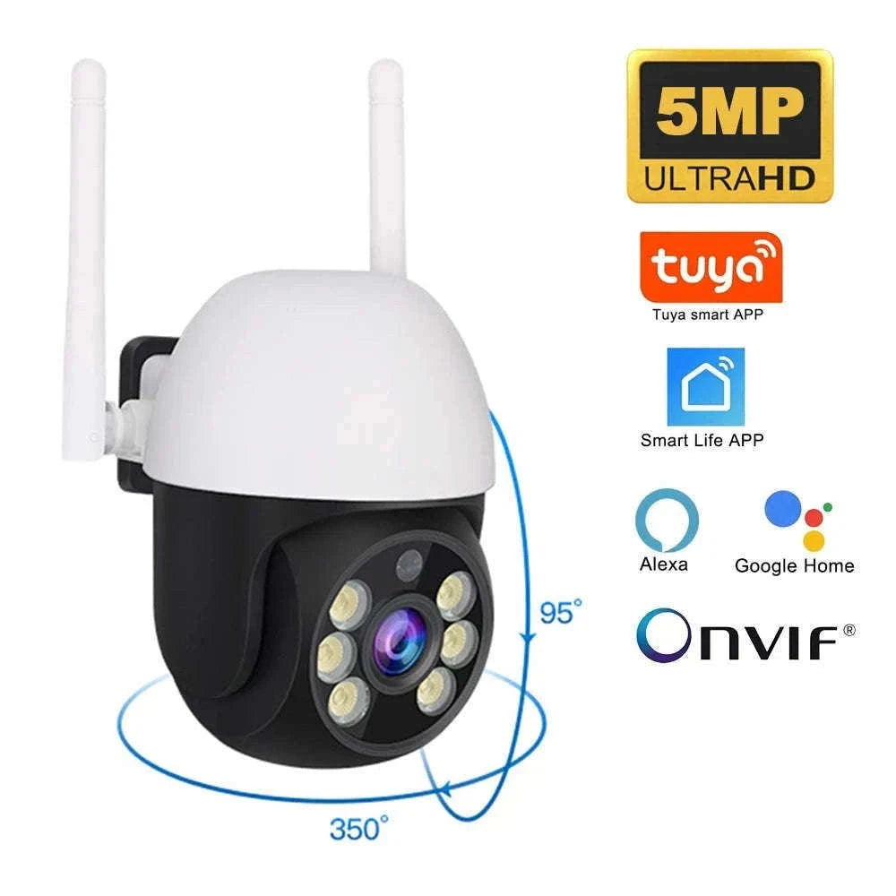 5MP PTZ WiFi Outdoor Security Camera with Auto Tracking & Night Vision-5MP and 32GB Card / EU Plug