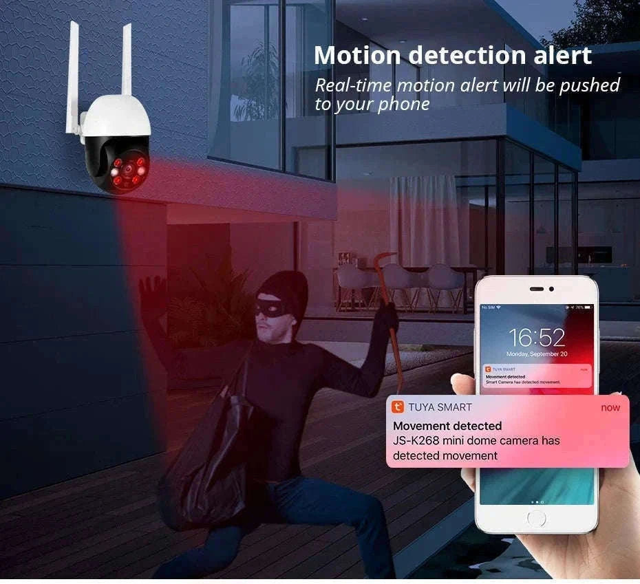 5MP PTZ WiFi Outdoor Security Camera with Auto Tracking & Night Vision-5MP and 32GB Card / EU Plug