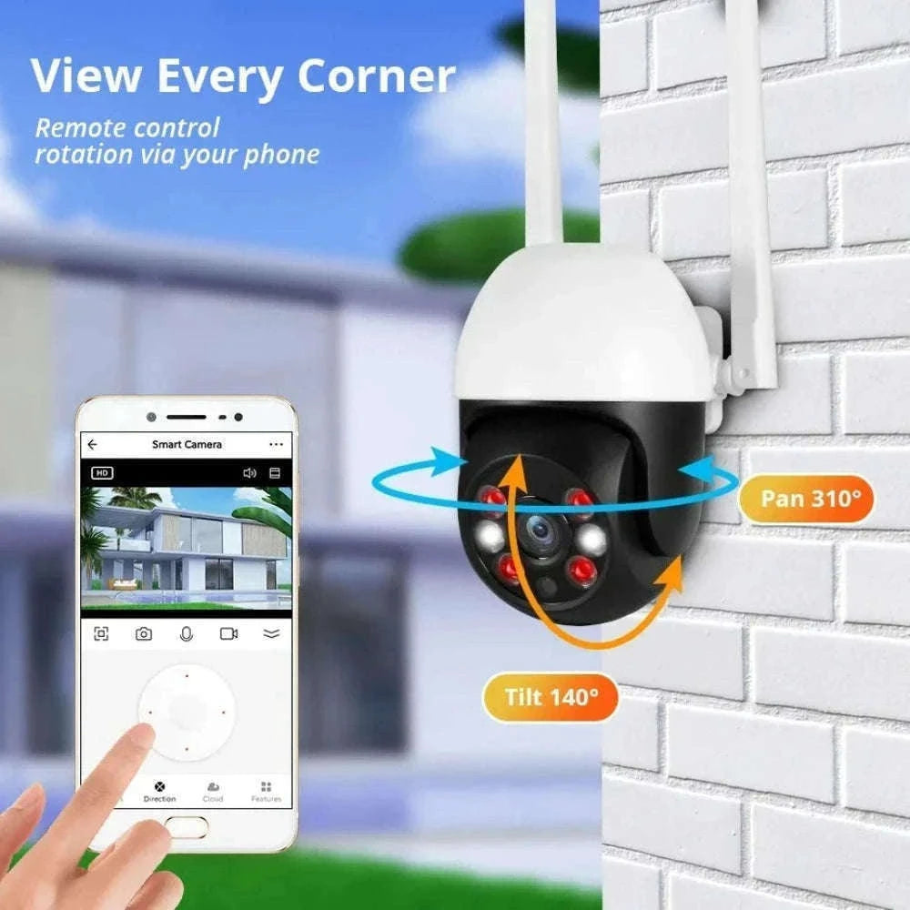 5MP PTZ WiFi Outdoor Security Camera with Auto Tracking & Night Vision-5MP and 32GB Card / EU Plug