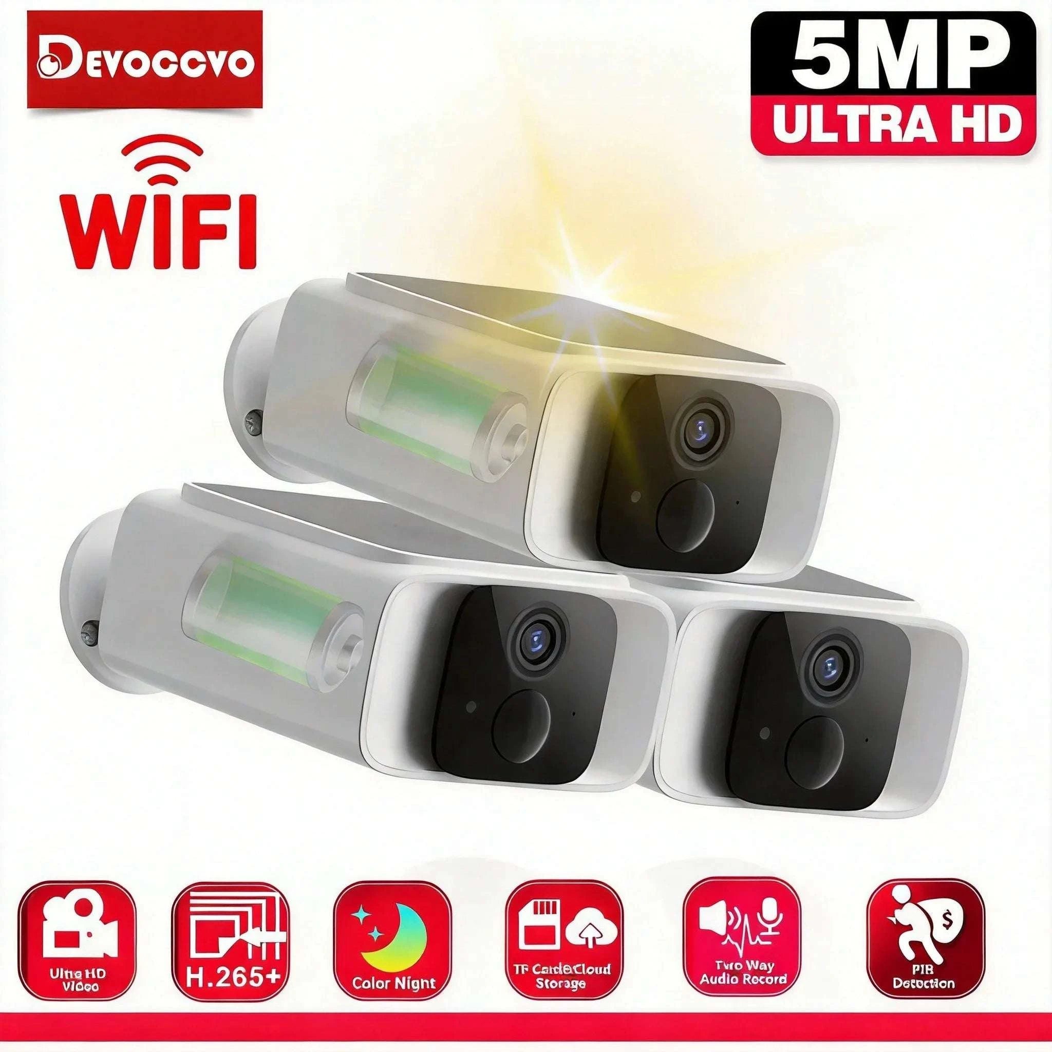 5MP Solar Security Camera Outdoor Wireless with Two-Way Audio-2 pcs cams no card