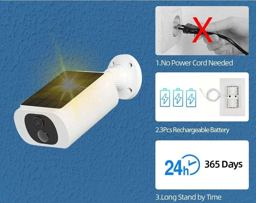 5MP Solar Security Camera Outdoor Wireless with Two-Way Audio-2 pcs cams no card