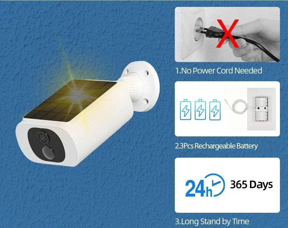 5MP Solar Security Camera Outdoor Wireless with Two-Way Audio-2 pcs cams no card