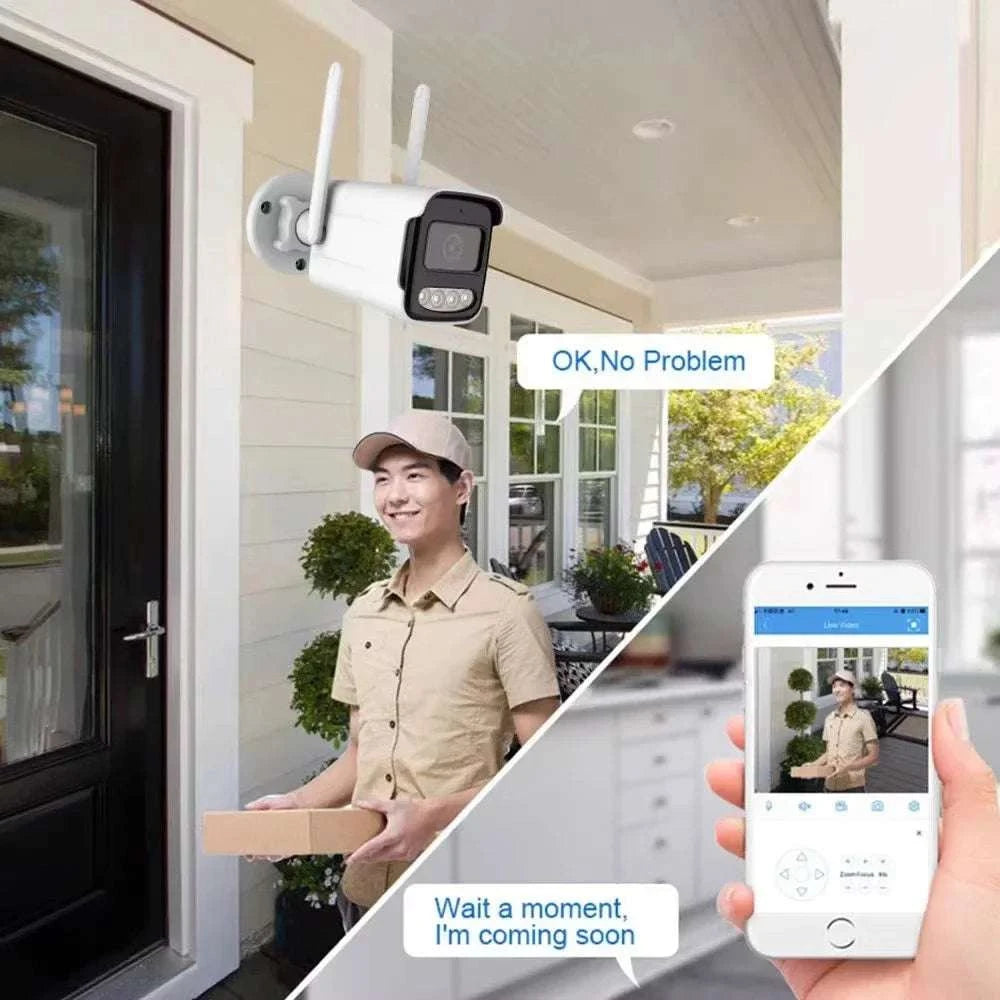 5MP WiFi Outdoor Security Camera with AI Detection & Night Vision-5MP add 64G Card / EU Plug