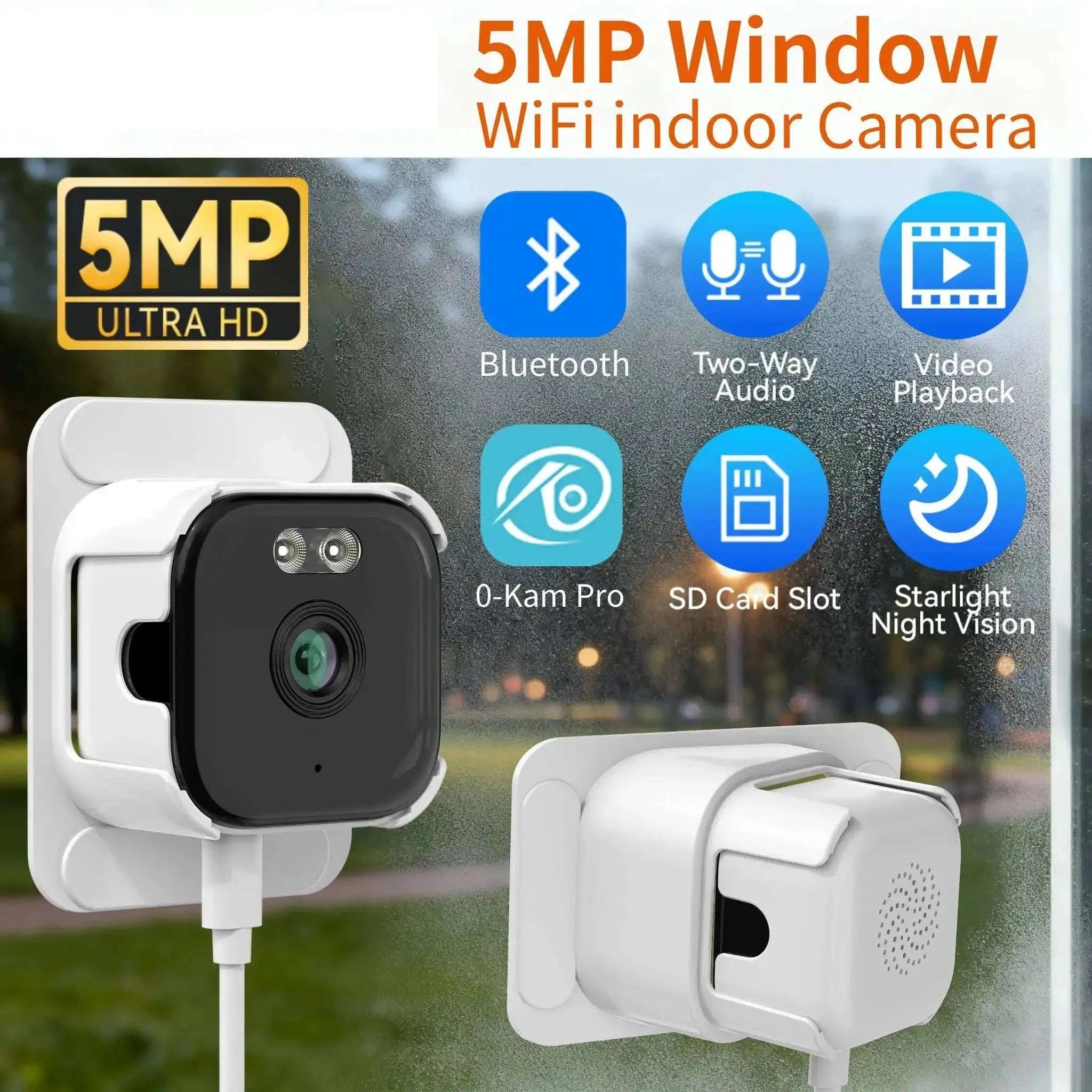 5MP Window Security Camera with 5GHz WiFi & Color Night Vision-1PCS 5MP Camera / US Plug / China Mainland