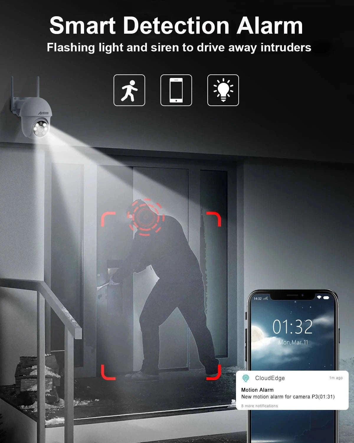 5MP Wired WiFi Security Camera with Auto Tracking, Two-Way Audio, IP66-5MP camera ANRAN APP / spain