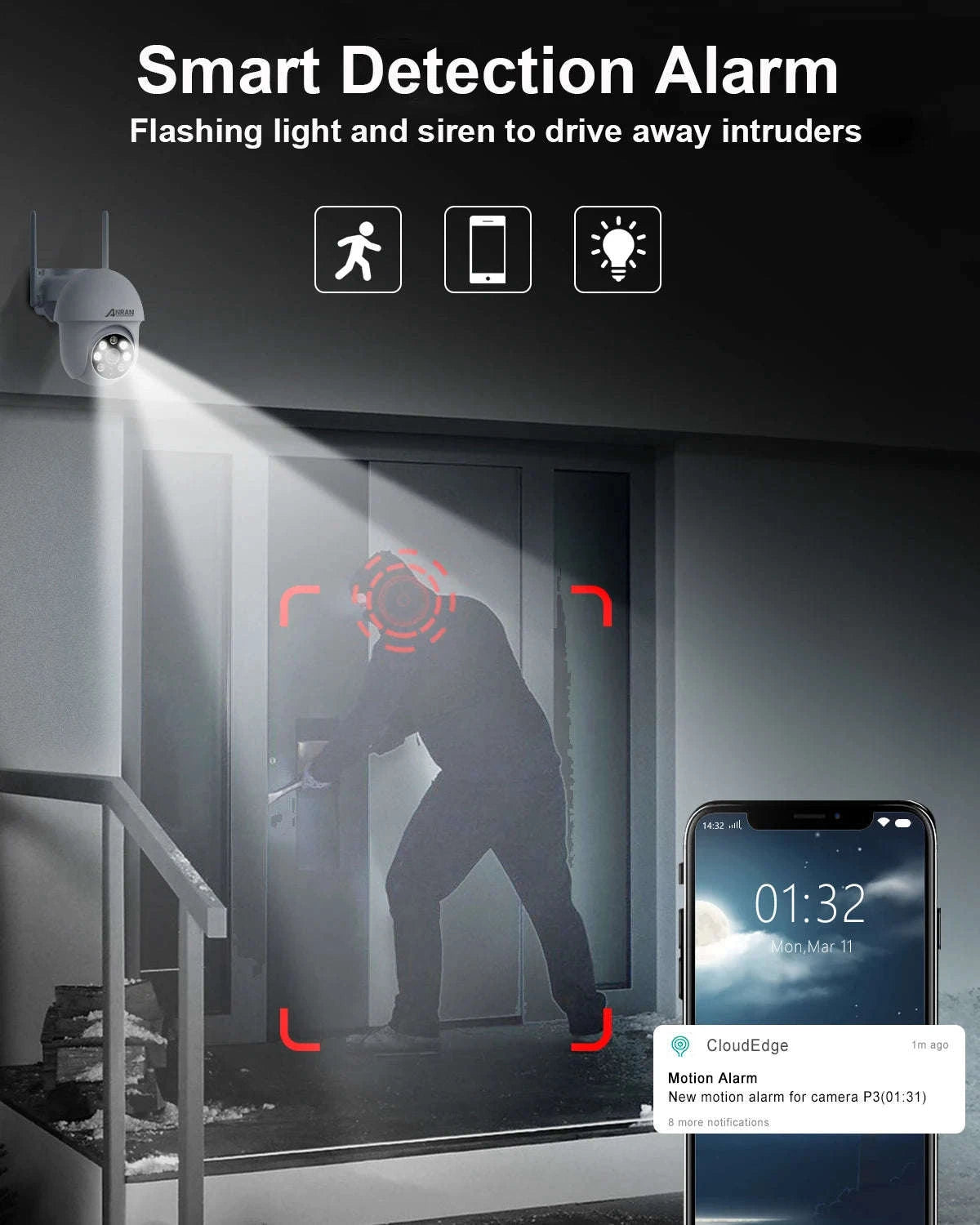 5MP Wired WiFi Security Camera with Auto Tracking, Two-Way Audio, IP66-5MP camera ANRAN APP / spain