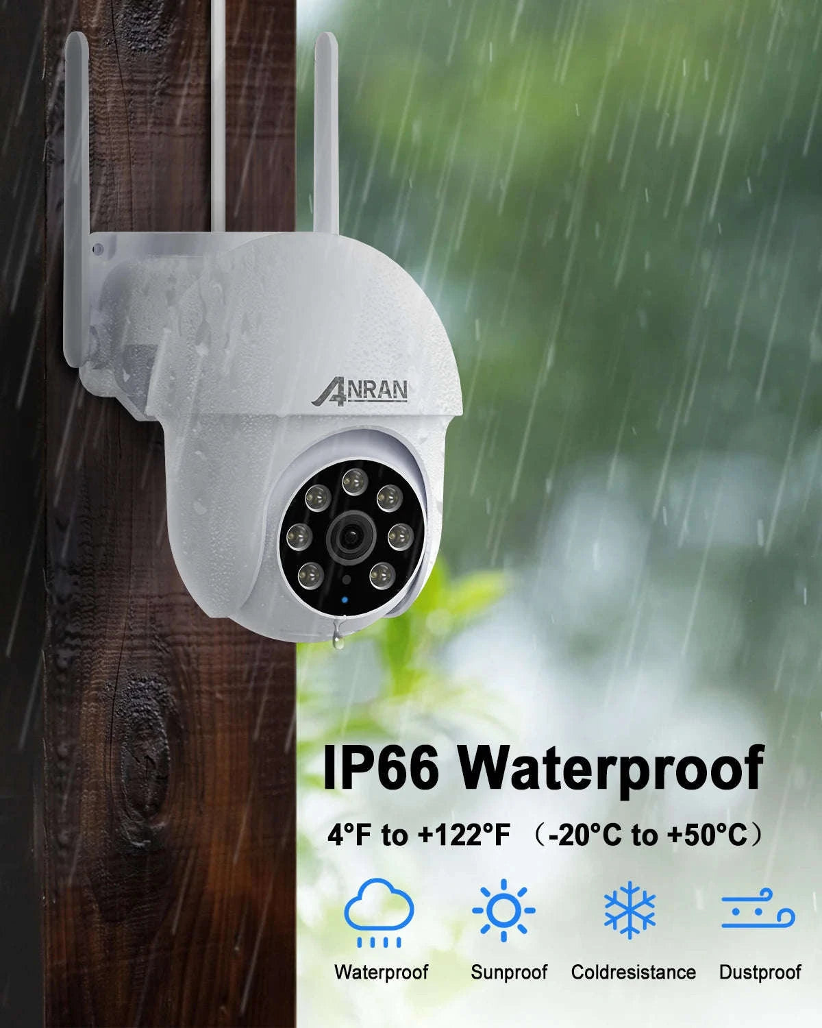 5MP Wired WiFi Security Camera with Auto Tracking, Two-Way Audio, IP66-5MP camera ANRAN APP / spain