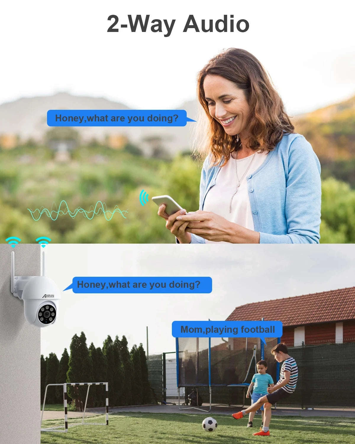 5MP Wired WiFi Security Camera with Auto Tracking, Two-Way Audio, IP66-5MP camera ANRAN APP / spain