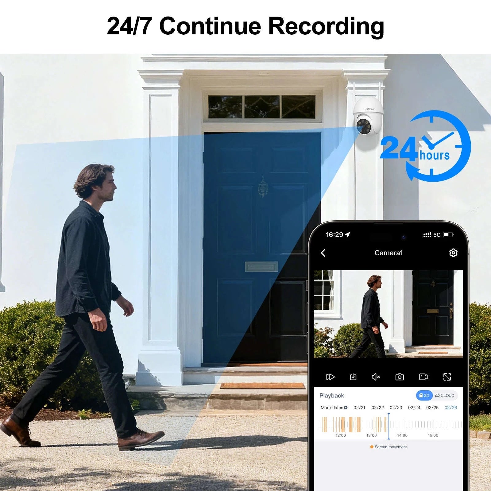 5MP Wired WiFi Security Camera with Auto Tracking, Two-Way Audio, IP66-5MP camera ANRAN APP / spain