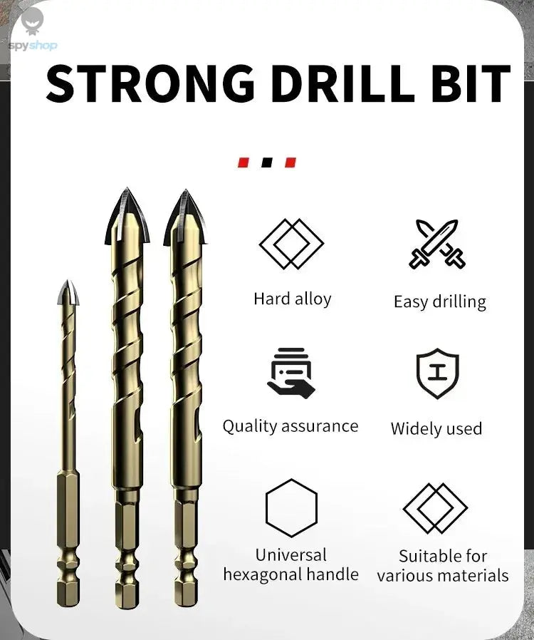 5pcs/7pcs 3-12mm Cross Hex Tile Drill Bit For Glass Concrete Ceramic Tile Hole Opener, Tungsten Carbide Hard Alloy Bits Set Tool 