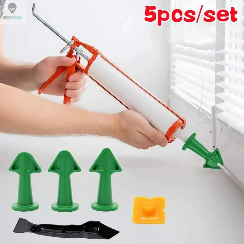 5pcs Caulking Nozzle Applicator Finishing Tool Spatula Plastic Glue Shovel Tile Brick Joints Floor Silicone Remover Grout Kit 