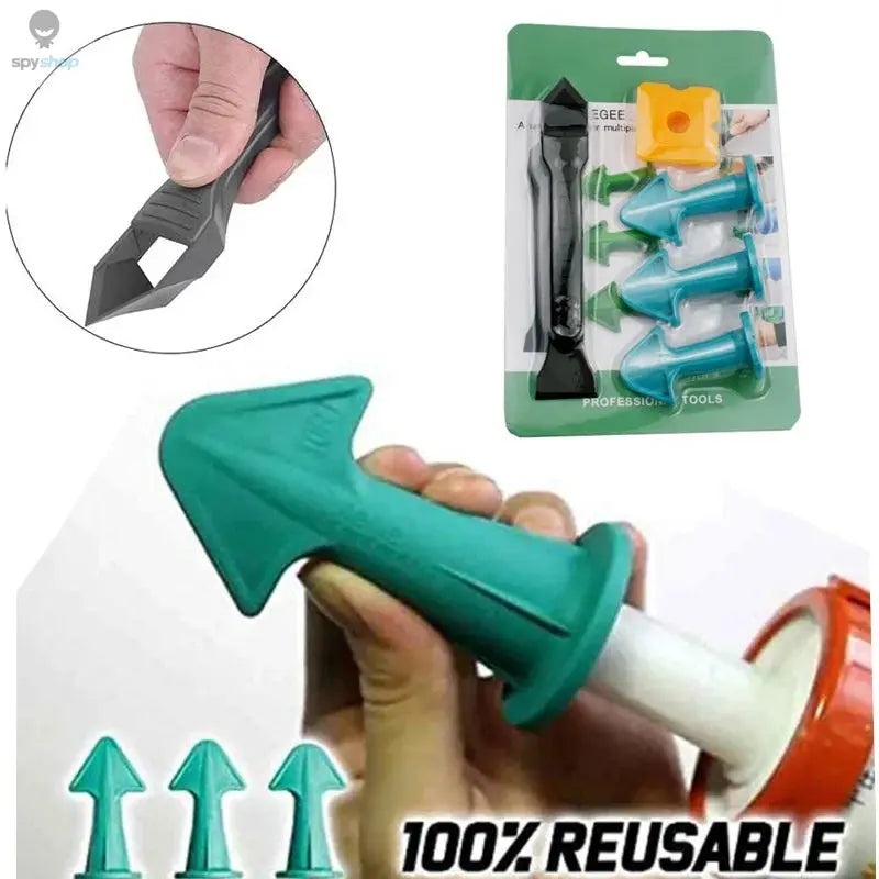 5pcs Caulking Nozzle Applicator Finishing Tool Spatula Plastic Glue Shovel Tile Brick Joints Floor Silicone Remover Grout Kit 