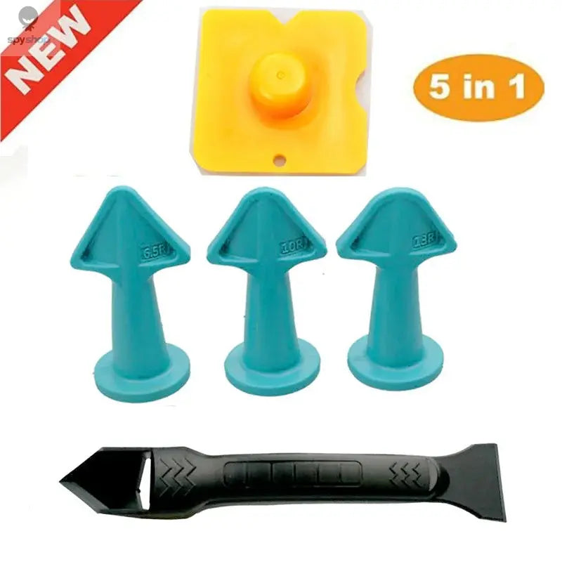 5pcs Caulking Nozzle Applicator Finishing Tool Spatula Plastic Glue Shovel Tile Brick Joints Floor Silicone Remover Grout Kit 