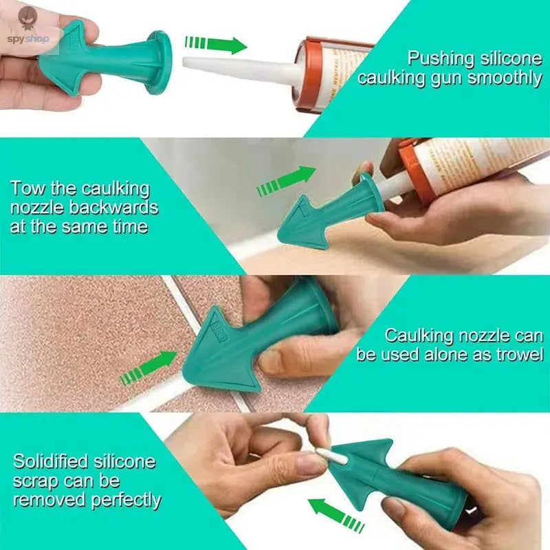 5pcs Caulking Nozzle Applicator Finishing Tool Spatula Plastic Glue Shovel Tile Brick Joints Floor Silicone Remover Grout Kit 