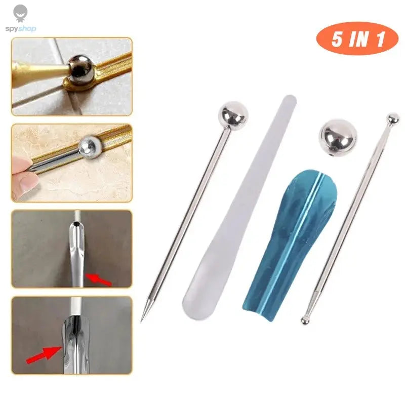 5pcs Caulking Nozzle Applicator Finishing Tool Spatula Plastic Glue Shovel Tile Brick Joints Floor Silicone Remover Grout Kit 