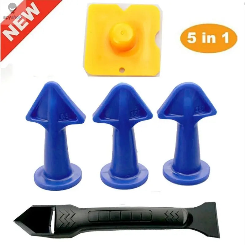 5pcs Caulking Nozzle Applicator Finishing Tool Spatula Plastic Glue Shovel Tile Brick Joints Floor Silicone Remover Grout Kit 