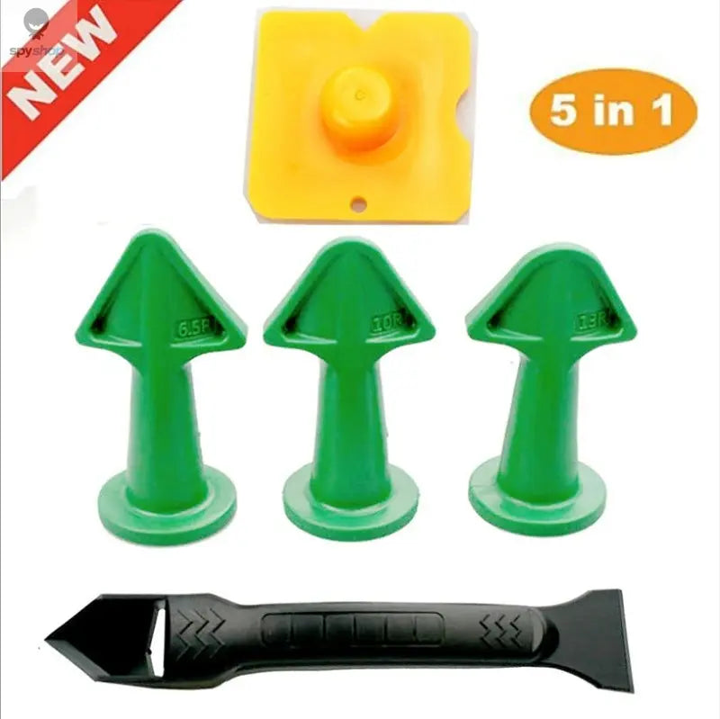 5pcs Caulking Nozzle Applicator Finishing Tool Spatula Plastic Glue Shovel Tile Brick Joints Floor Silicone Remover Grout Kit 