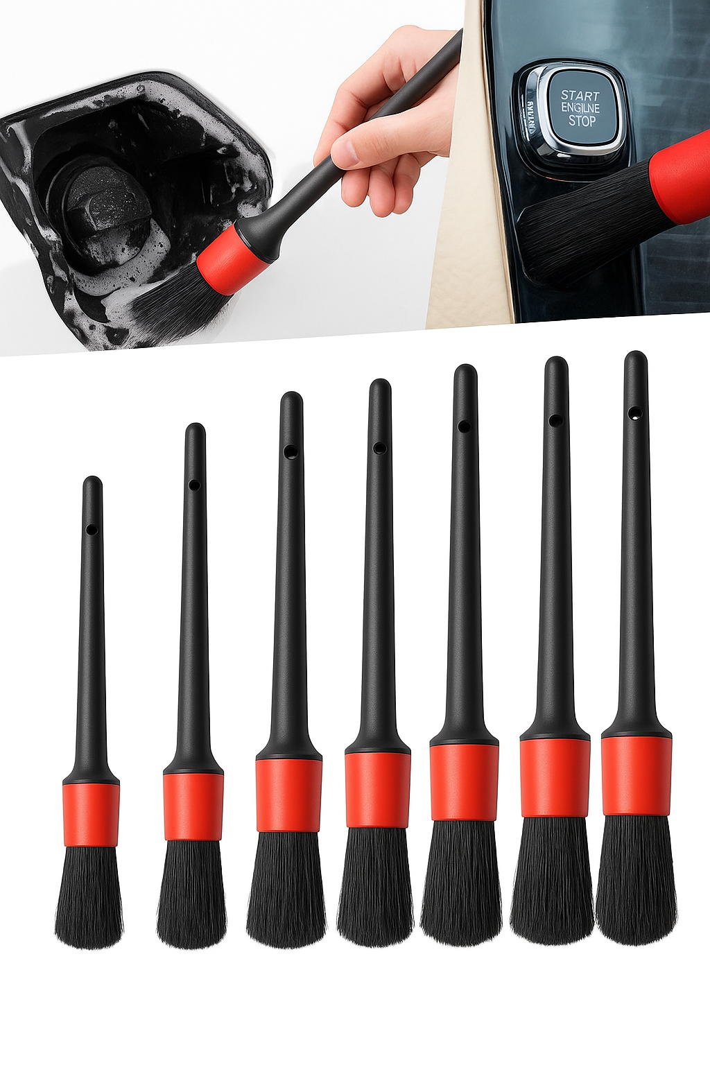 Kit de 5Pcs Escova de Limpeza de Carro Escovas de Detalhe Automotivo Escovas de Pó para acabamento interior do carro Conjunto de escovas Limpeza de aros