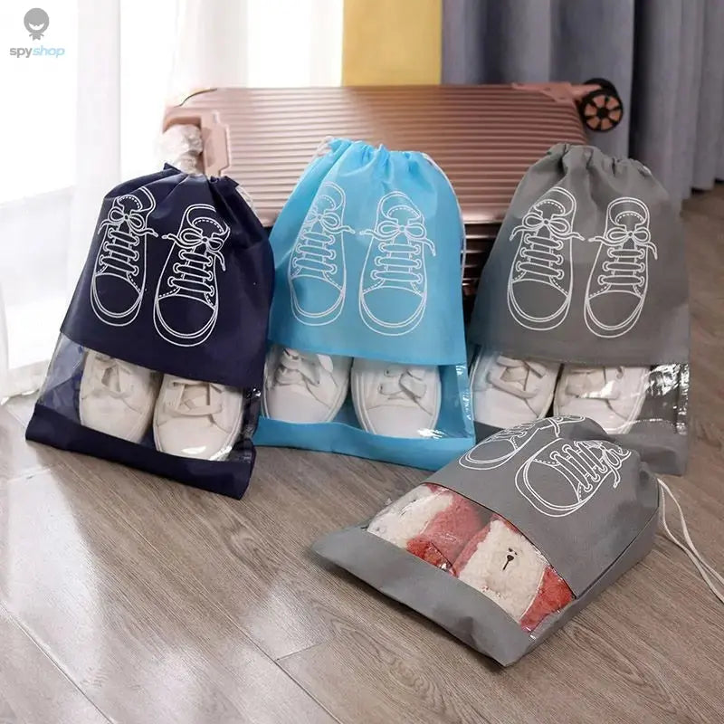 5pcs/set Shoe Storage Bag With Thickened Non-woven Fabric Strap Mouth Large Capacity Travel Waterproof Shoe Bag Moistureproof 
