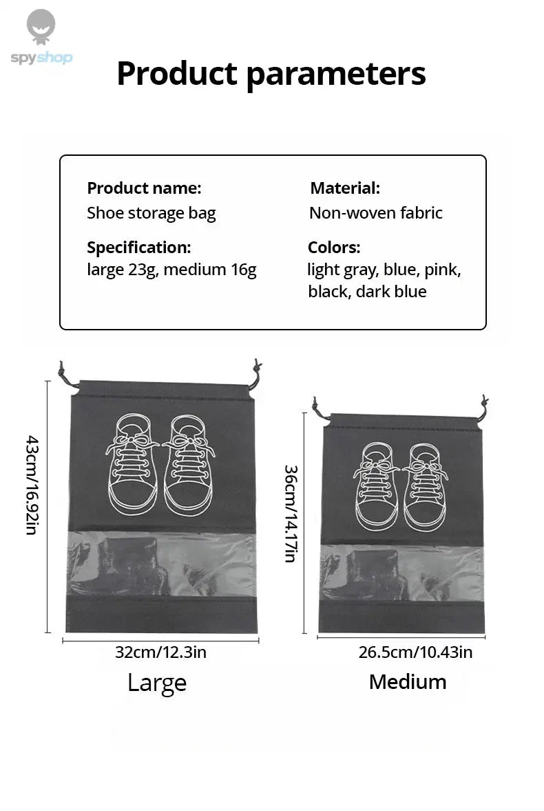 5pcs/set Shoe Storage Bag With Thickened Non-woven Fabric Strap Mouth Large Capacity Travel Waterproof Shoe Bag Moistureproof 