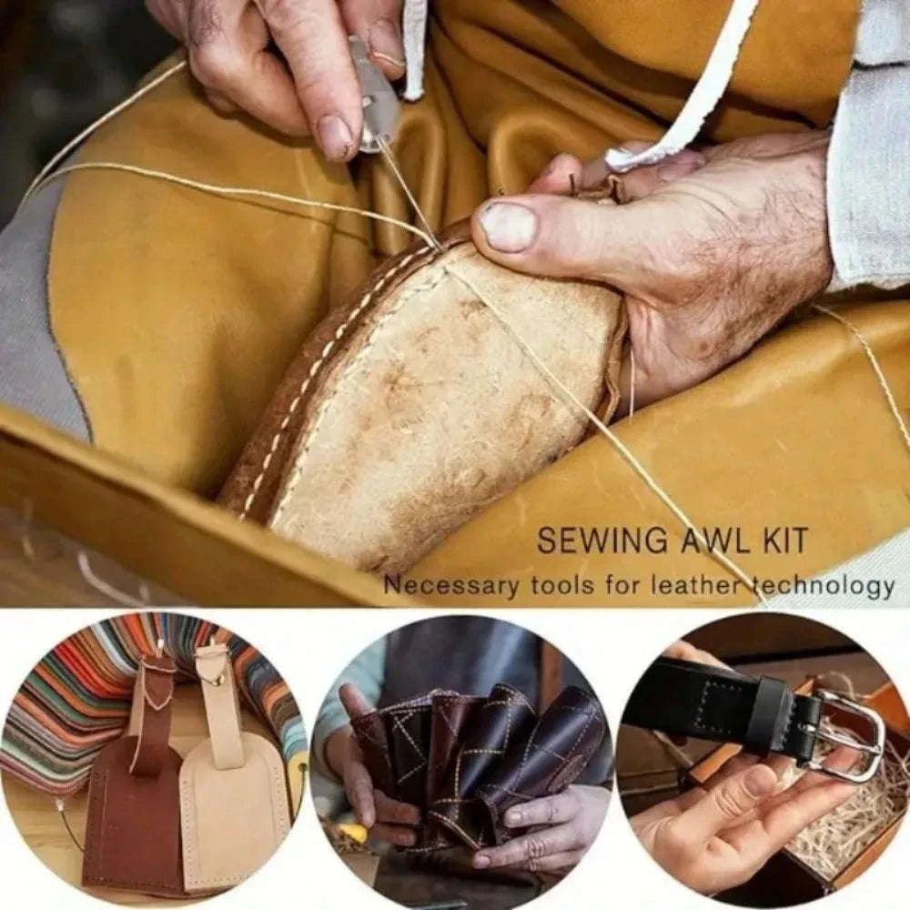 5pcs Sewing Awl Kit for Leather Repair with Waxed Thread Set-United States