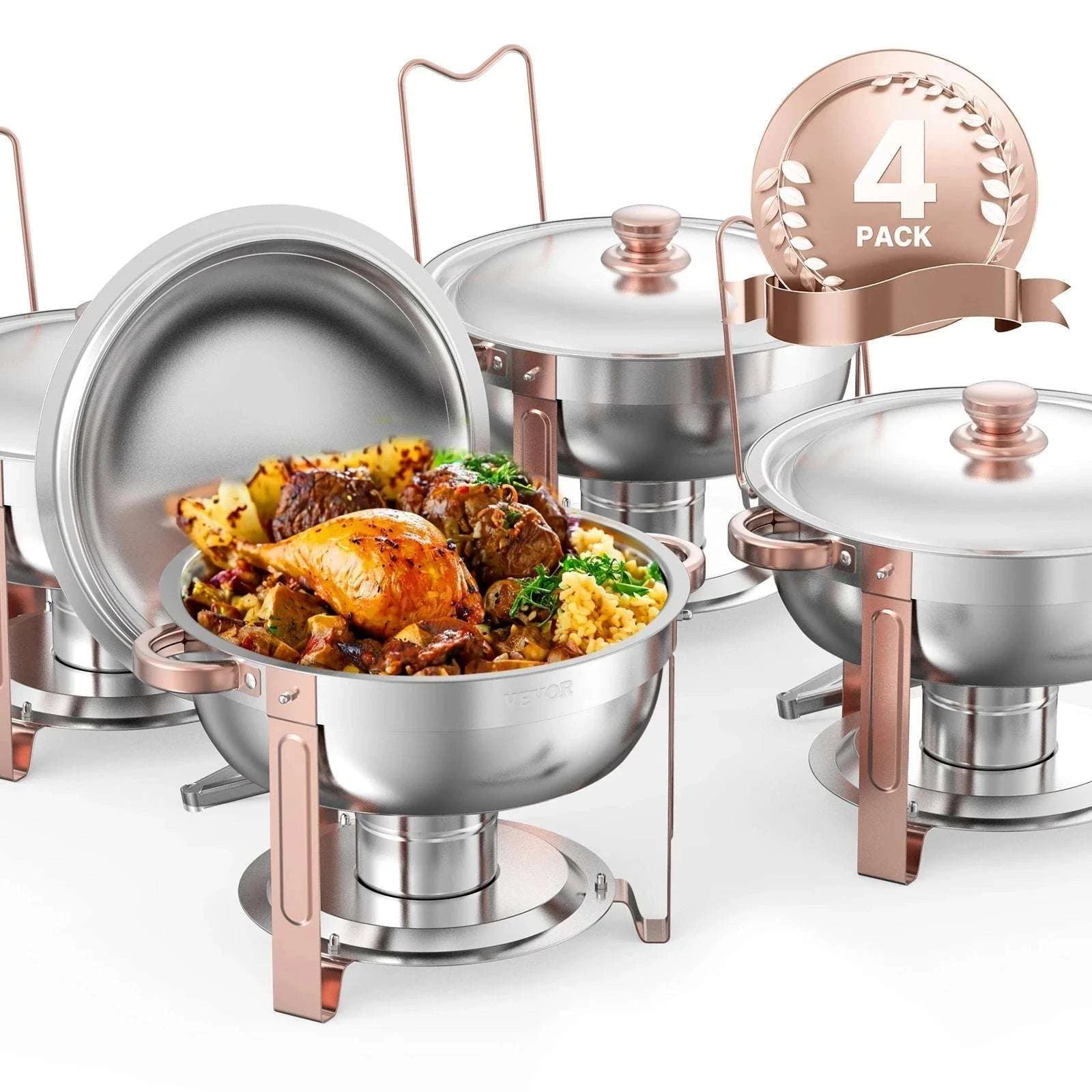 5Qt Stainless Steel Chafing Dish Set – Buffet Warmers (4 Pack)-4 pack rose gold / GERMANY