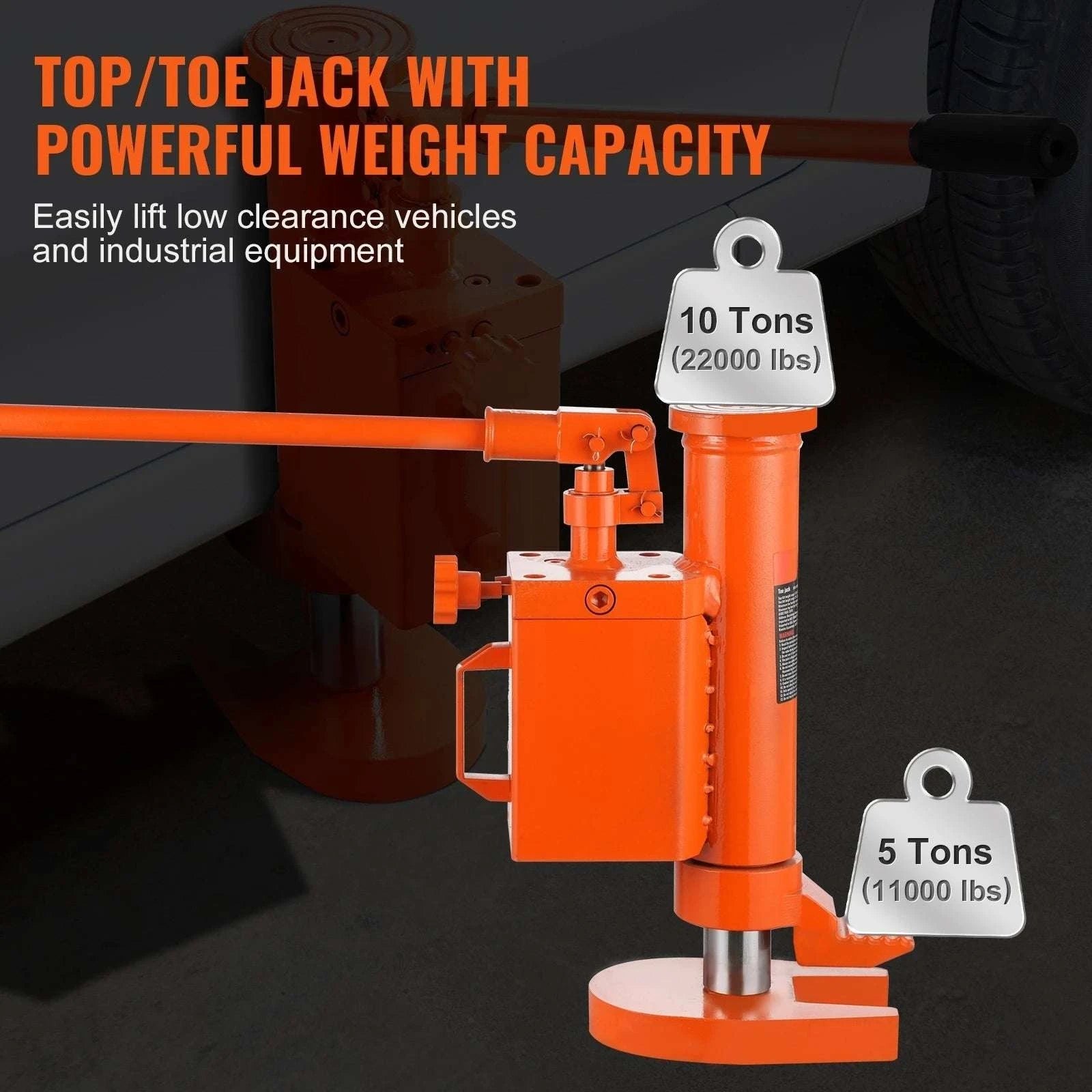 5T/10T Hydraulic Toe Jack with 360° Rotating Base for Machinery-United States