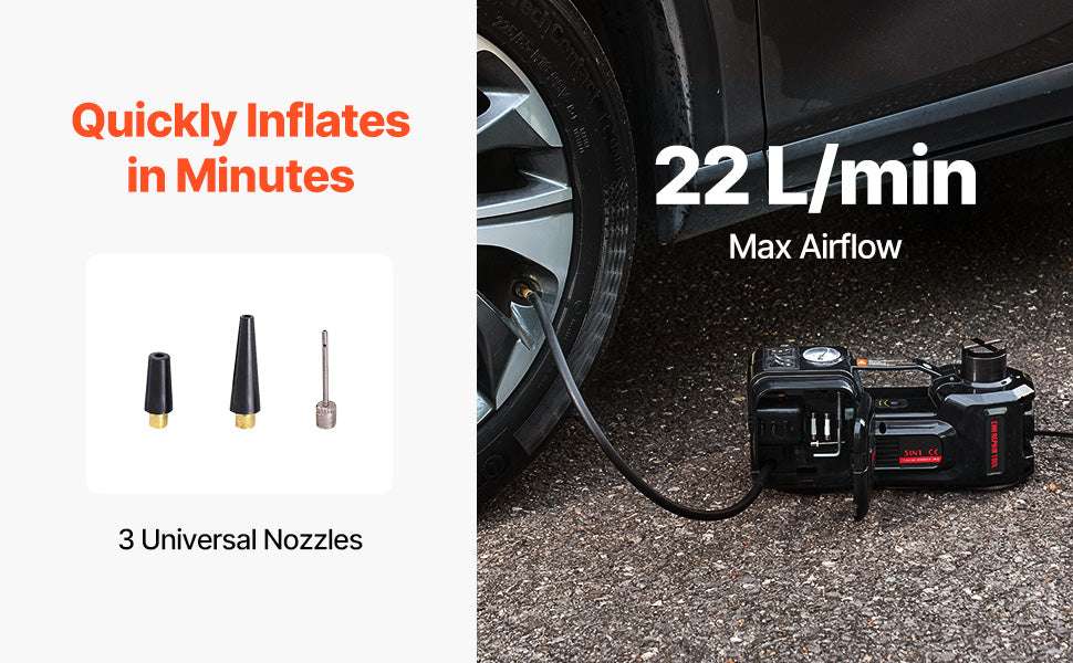 5T Electric Car Jack Kit with Impact Wrench, LED & Inflator-black / spain