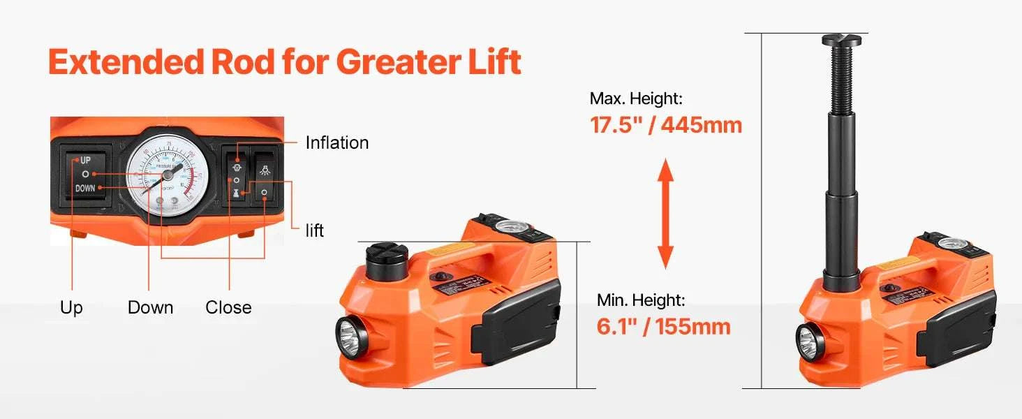 5T Electric Car Jack Kit with Inflator, Impact Wrench & LED Light-NO Impact Wrench / GERMANY